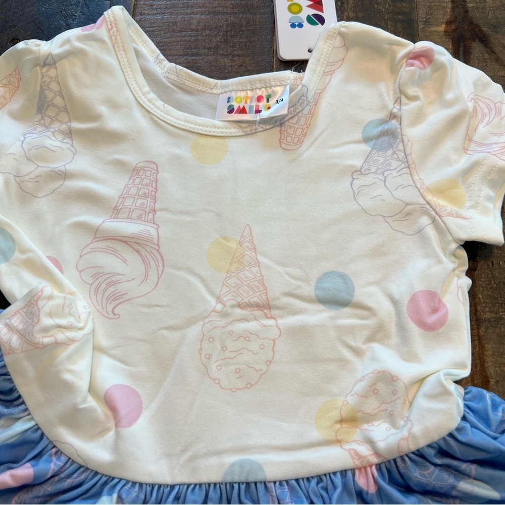 Dot Dot Smile size 3/4 - 8/10 girls ice cream Cap sleeve twirl dress New - Picture 4 of 5